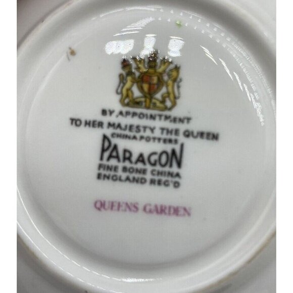Paragon Demitasse Tea Cup Saucer To Her Majesty Queen England Queens Garden 4 oz - Picture 13 of 15